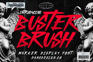 Buster Brush Modern Marker Display Font现代独特街头涂鸦手绘手写商业品牌LOGO徽标服