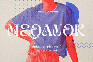 Meqanor – Unique Display Serif现代独特酸性逆反差品牌杂志产品海报标题徽标设计PSAI衬线字体