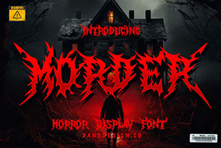 MordeR Metal Horror Font复古重金属万圣节主题恐怖锋利纹身服装电音专辑封面标题设计