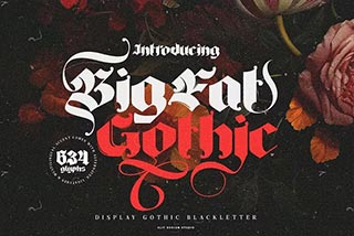 Big Fat Gothic Blackletter Typeface怀旧哥特式杂志海报徽标设计装饰英文字体